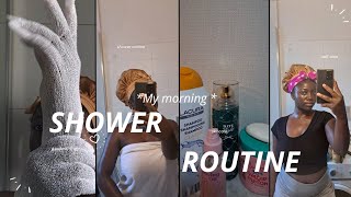 MY morning SHOWER ROUTINE II skincare  morning routine  breakfast  fav products [upl. by Ashleigh]