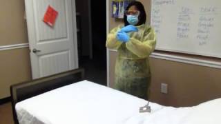 CNA Skill  8 Donning and Doffing PPE gloves gown goggles mask [upl. by Prudhoe852]