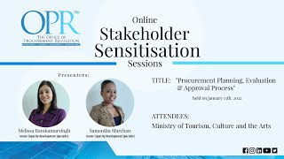 OPR Stakeholder Sensitisation Session  Ministry of Tourism Culture and the Arts  January 13 2022 [upl. by Farver]