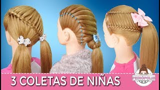 3 PEINADOS DE NIÑAS con TRENZAS FACILES RAPIDOS y BONITOS [upl. by Aelram]