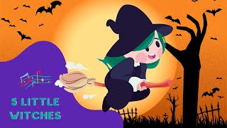 5 Little Witches  Halloween Songs For Kids [upl. by Ylhsa]