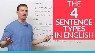 The 4 English Sentence Types – simple compound complex compoundcomplex [upl. by Kev]