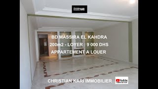 Bd Masira Apt 190m2 A louer 9 000 Dhs [upl. by Ecneps]