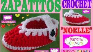 Zapatitos Bebé Escarpines quotNoellequot Parte 1 Crochet Tutorial por Maricita Colours [upl. by Rhtaeh]