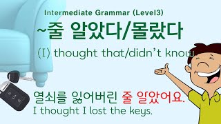 Korean Grammar Intermediatelevel 119 은는을 줄 알았다몰랐다 잃어버린 줄 알았다 추운 줄 몰랐다 알았다 몰랐다 [upl. by Irrabaj]