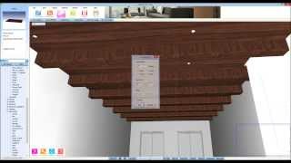 Como fazer um tecto com vigas de madeira no Intericad Lite wwwintericadpt [upl. by Nylitsirk]