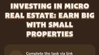 Investing in Micro Real Estate Earn Big with Small Properties  Memefi Youtube Video Code [upl. by Oisacin]