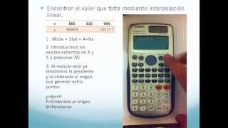 INTERPOLACION LINEAL CON CALCULADORA CASIO FX 991ES PLUS  MATERAPIDAS [upl. by Hallsy996]