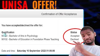 How to acceptdecline an Offer at UNISA for 2023 online UNISA 2023 Admissions [upl. by Ehcrop654]