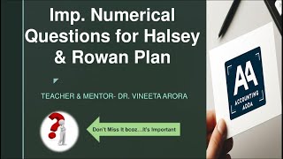 IMP NUMERICAL QUESTION FOR HALSEY amp ROWAN PLAN [upl. by Purdum343]