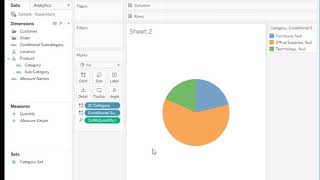 Pie to Sunburst Drilldown on Set Action TableauMiniTutorial [upl. by Ragan]