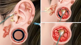 ASMR The best Earwax Care and Treatment ear piercing cleaning earwax plaque [upl. by Elocin456]