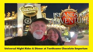 Universal Night Rides amp Toothsome Chocolate Emporium Orlando Florida [upl. by Sissy]