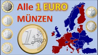 1 EURO Münzen im Euroraum  die komplette Übersicht über alle 35 Münzen [upl. by Yrrek]