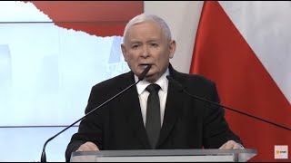 Konferencja prasowa z udziałem prezesa PiS Jarosława Kaczyńskiego [upl. by Ahsats]