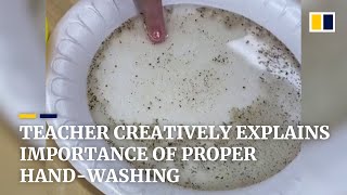 Teacher uses creativity and pepper to explain the importance of washing hands properly [upl. by Constantine]