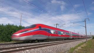 High speed train TGV Thalys OUIGO InOui frecciarossa in France [upl. by Ennoryt]