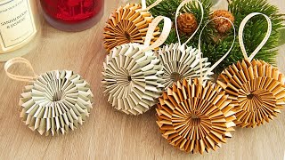 Cute amp Easy Paper Ornaments For Holidays  Mini Christmas Wreath Paper Decorations  I Sasaki [upl. by Yrreg]