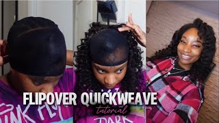 flip over quickweave tutorial easy beginner friendly finethin edges hack [upl. by Anallij]