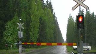 Finnish freight train T 3365 passed Vatia level crossing [upl. by Conal527]