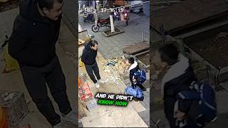 A man helped a young boy who was crying in front of his store [upl. by Rap]