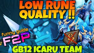 GB12 LOW RUNE 3 ICARU TEAM  SUMMONERS WAR [upl. by Eninaej]