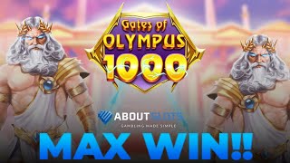 MAX WIN ON GATES OF OLYMPUS 1000 by PRAGMATIC PLAY 🌩️🔥 [upl. by Olinde]