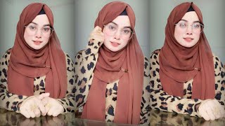 Requested hijab style with glass  New hijab tutorial 2023 [upl. by Hadley]