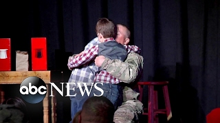 SOLDIER RETURN Magic show Reunites Boy with Dad [upl. by Evilo]