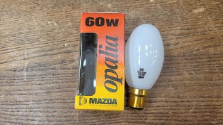 Lampe MAZDA Opalia 60W poudré 230v B22 Vintage  Incandescence  Neuve [upl. by Gordon]