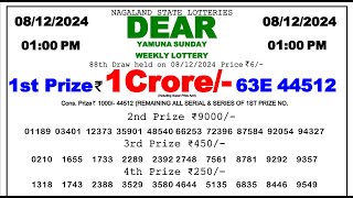 Nagaland Lottery Sambad 1pm 081224 Dear Lottery Result Pdf Fax [upl. by Nivag]