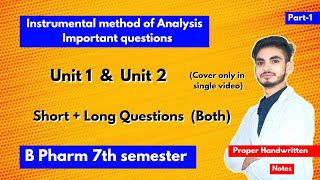 Instrumental method of analysis Important questions with solution। Short amp long। B Pharm 7th sem। [upl. by Aikemahs]