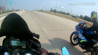 Top Speed R15 All new Vs Gsx R150ระยะทาง2กิโลep7 [upl. by Ahsinan]