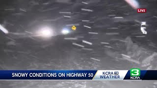 California Snowstorm Impacts  Blizzard shuts down I80 snow elevation begins to lower [upl. by Hawk]