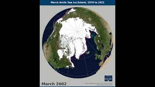 March Arctic Sea Ice Extent 1979 to 2021 [upl. by Prady420]