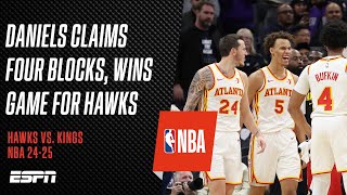 Daniels throws a block party seals win for Hawks over Kings  NBA [upl. by Conah]