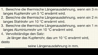 Rechenbeispiel zur thermischen Längenausdehnung von Kupfer [upl. by Anirtak710]