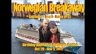 NCL Breakaway  Pier 88 NYC 🍎 Halloween Cruise🎃 Boarding  Cagneys  70s Party  October 2017 [upl. by Marsha]