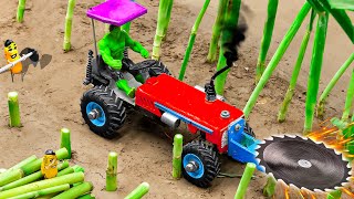 Diy tractor making mini wood Saw machine science project  mini tractor village video [upl. by Aleina]