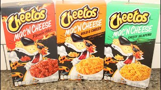 Cheetos Mac ‘N Cheese Flamin’ Hot Bold amp Cheesy and Cheesy Jalapeno Review [upl. by Tanny330]