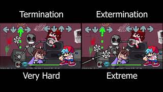 Friday Night Funkin QT Termination  Extermination Comparison [upl. by Clawson]