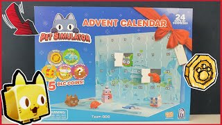 PET SIMULATOR X ADVENT CALENDAR Unboxing Pet Sim X DLC codes and mini figures [upl. by Anoved886]