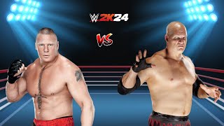 WWE 2K24 Unmasked Kane VS Brock Lesnar  One On One Match  WWE Championship [upl. by Enomal]