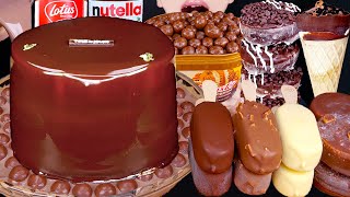 ASMR MALTESERS CHOCOLATE MILK ICE CREAM CAKE DOUGHNUTS NUTELLA TWIX DESSERT MUKBANG 먹방 EATING SOUNDS [upl. by Aicenra]