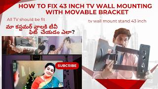 How To Fix Tv Wall mounting with movable bracket  Rotating Tv Stand In Telugu By Bangalore Pillodu [upl. by Arawaj]