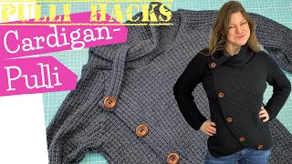 Pulli in Cardigan  Optik nähen  Strickjacke Pulli  Pulli Hacks  DIY Nähanleitung  mommymade [upl. by Ruhnke]