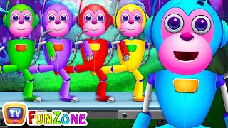 Five Little Monkeys  The Robot Monkeys  ChuChu TV Funzone Nursery Rhymes for Kids [upl. by Ettevad]