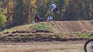 250B Moto 1 Mid America Series Round 5 Sweeney MX 2nd place Down in 1st corner [upl. by Shir460]