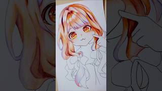 Drawing cute anime 💜🧡 shorts anime art drawing cute [upl. by Alaik]