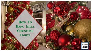 How to Hang Exterior Christmas Lights on Your House Icicle Lights [upl. by Rooker]